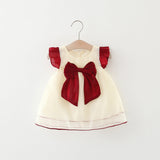 Baby Girl Solid Color Bow Tie Patched Design Mesh Princess Dress