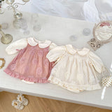 Arrival Autumn Baby Girls Long Sleeves Simple Top and Floral Pattern Dress – Detachable Clothing Set - MyKids-USA™