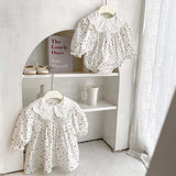 Baby Girl Floral Pattern Doll Neck Onesies & Dress - MyKids-USA™