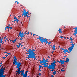 Summer Arrival Flowers Pattern Sleeveless Square Neck Dress for Stylish Girls - MyKids-USA™