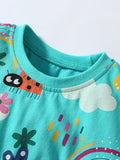 Summer Baby Kids Girls Cartoon Print Dress And Pants Clothing Set