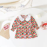 Baby Girl Floral Print Pattern Doll Neck A-Line Design Dress - MyKids-USA™