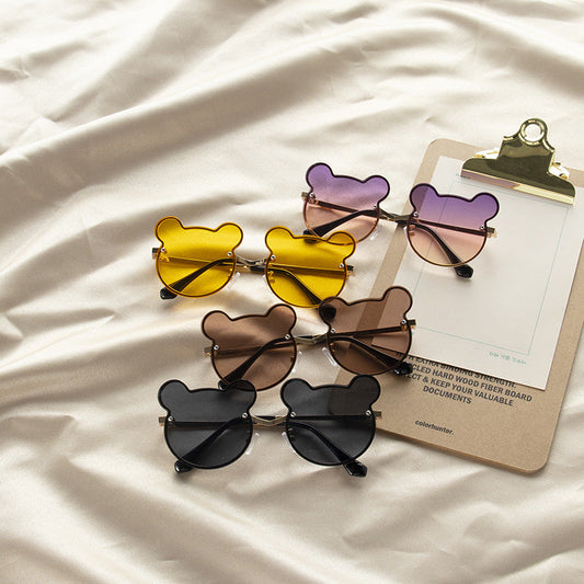 Girls Colorful Lenses Cartoon Frame Shape Fashion Sunglasses