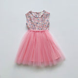 Summer Baby Kids Girls Sleeveless Simple Pattern and Mesh Patchwork Dress - MyKids-USA™