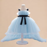 Summer Baby Kids Girls Princess Sleeveless Ribbon Butterfly Bow Tailcoat Tulle Dress - MyKids-USA™