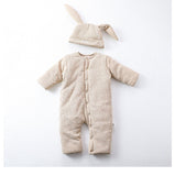 Winter Arrival Unisex Baby’s Padded Oatmeal-colored Long Rompers for Warmth - MyKids-USA™
