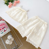 Summer Baby Kids Solid Color Sleeveless Dots Embroidery Pattern Top Dress and Pants Clothing Set for Girls - MyKids-USA™