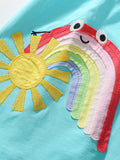 Summer Pure Cotton Cartoon Rainbow Pattern Short Sleeves Dress for Stylish Girls - MyKids-USA™