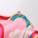 Baby Girl Rainbow Graphic Short Sleeve Round Neck Dress - MyKids-USA™