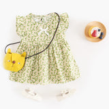 Summer New Arrival Baby Girls Casual Floral Print Fly Sleeves Crew Neck Dress