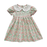 Summer Baby Kids Girls Short Sleeves Flowers Pattern Printed Dress