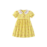 Summer Arrival Cartoon Rabbits Pattern Short Sleeves Dress for Stylish Girls