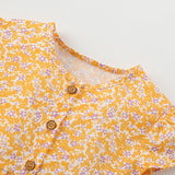 Summer Arrival Flowers Pattern Short Sleeves Single Breasted Dress for Stylish Girls - MyKids-USA™