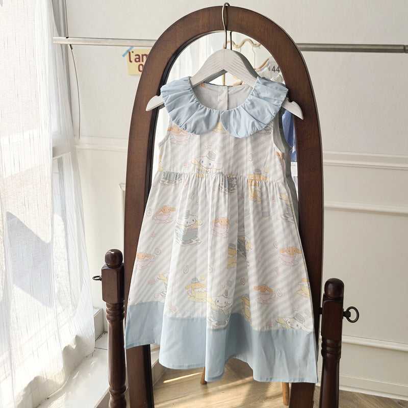 Summer Arrival Puppy Cartoon Pattern Printed Sleeveless Dress for Stylish Girls - MyKids-USA™