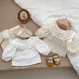 Baby Girl Solid Color Doll Neck Long Sleeve Blouse - MyKids-USA™