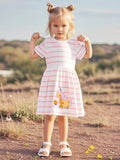 Summer Striped Dress for Girls, European and American Cute Animals Cartoon Pattern Dress - MyKids-USA™
