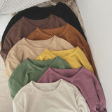 Baby Boy And Girl Solid Color O-Neck Pullover Tops In Spring - MyKids-USA™