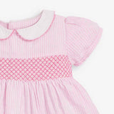 Baby Kids Girls Pink Short Sleeves Dress With Rabbits And Flowers Pattern