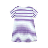 Summer Arrival Cat Cartoon Pattern Short Sleeves Striped Dress for Stylish Girls - MyKids-USA™