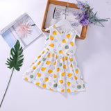Baby Girls Floral Print Sleeveless Round Collar Dress In Summer