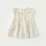 Summer Arrival Baby Girls Cute Butterfly and Floral Pattern Fly Sleeves Dress