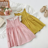 Summer Kids Girls Pleated Sleeveless Ruffle Design Princess Dress - MyKids-USA™