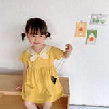 Summer Baby Kids Girls New Design Short Sleeves Preppy Crew Neck Dress - MyKids-USA™