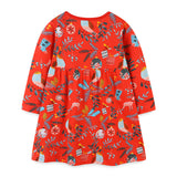 Baby Girl Floral Graphic Long Sleeve A-Line Design Loose Christmas Dress