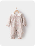 Spring Arrival Baby Girls Long Sleeves Floral Pattern Rompers with Simple Embroidery - MyKids-USA™