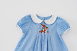 Summer Baby Kids Girls Short Sleeves Rabbit Embroidery Plaid Dress - MyKids-USA™