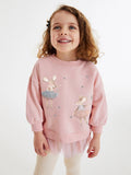 Spring And Autumn Girls Cartoon Dancers Pattern Long Sleeves Crew Neck Top Sweatshirt Design Dress And Pants Clothing Set - MyKids-USA™