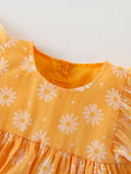 Summer New Arrival Baby Kids Girls Fly Sleeves Floral Print Crew Neck Dress