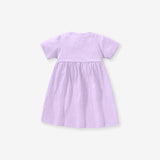 Summer Baby Kids Girls Short Sleeves Purple Dress With White Dots - MyKids-USA™