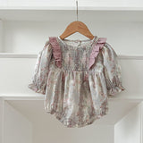 Spring Baby Girls French-style Floral Long-sleeved Onesies and Dress – Princess Sister Matching Set