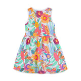 Summer Pure Cotton Cartoon Jungle Floral Pattern Sleeveless Dress for Stylish Girls - MyKids-USA™
