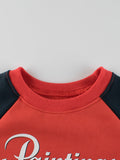Autumn Baby Kids Boys Letters Pattern Color Patchwork Long Sleeves Crew Neck Top Pullover