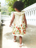 Summer Girls Sleeveless Floral Pattern Single Breasted Dress