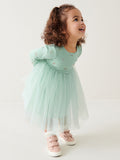 Arrival Autumn Girls Rainbows Print Crew Neck Long Sleeves Tulle Patchwork Princess Dress - MyKids-USA™