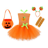 Children’s Halloween Pumpkin Tutu Dress With 3-Pieces Jewelry - MyKids-USA™