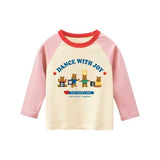 Baby Boys Girls Print Pattern Color Patchwork Design Round Neck Long Sleeved Tops In Spring - MyKids-USA™