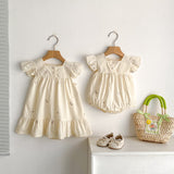 Summer Baby Girls French-style Floral Short-sleeved Onesies and Dress – Princess Sister Matching Set - MyKids-USA™