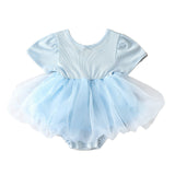 Summer Arrival Baby Cute Solid Color Short Sleeves Tulle Design Onesies