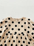 Best Selling Autumn Girls Polka Dots Pattern Crew Neck Long Sleeves Dress - MyKids-USA™