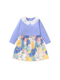 Spring Baby Grils Kids Long Sleeve Cartoon Patchwork Design Dress - MyKids-USA™