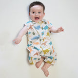 Summer Arrival Baby Unisex Sleeveless Cartoon Dinosaurs Pattern Single Breasted Rompers