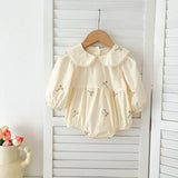 Arrival Autumn Baby Kids Girls Long Sleeves Daisy Floral Embroidery Pattern French Collar Onesies and Dress – Princess Sister Matching Set