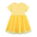 Summer Arrival Baby Girls Cute Rabbits Pattern Tulle Patchwork Short Sleeves Dress