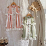 Summer Arrival Baby Kids Girls Vintage Lace Sleeveless Flowers Pattern Dress