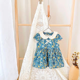 Baby Girls Floral Print Backless Design Doll-Neck Dress With Bow Decoration - MyKids-USA™
