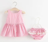 Baby Girl Striped Pattern Dress Combo Short Pants In Sets - MyKids-USA™